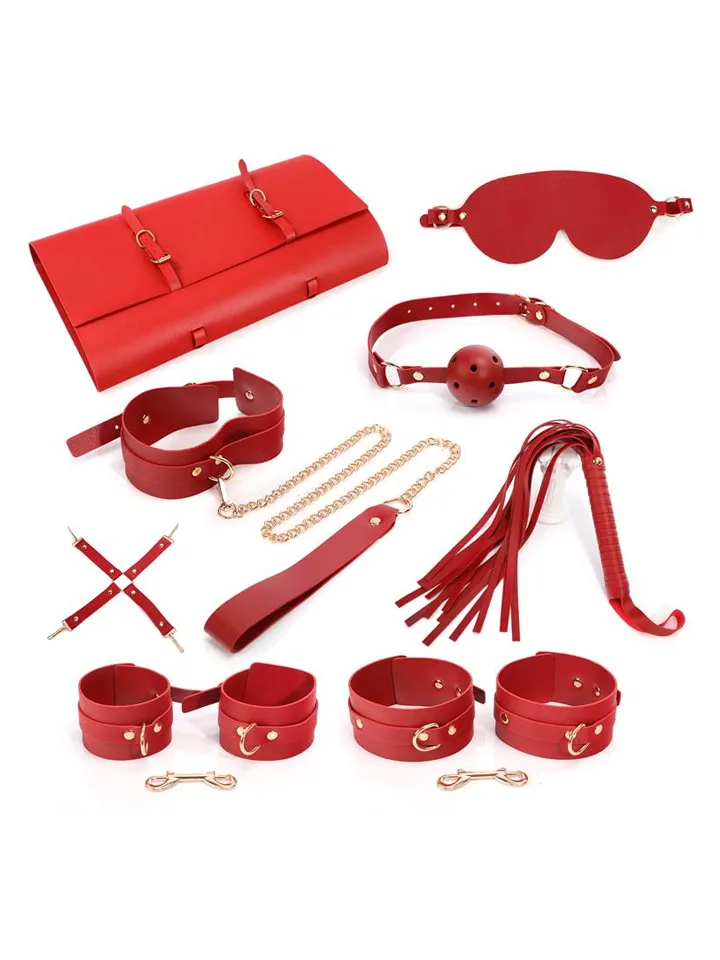 7-pcs Bondage Set With Bag Red Bondage paket