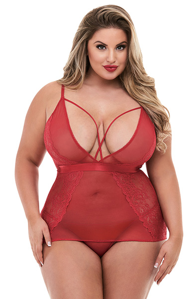 Baci Lingerie Strappy Teddy With Deep V M/L Teddy