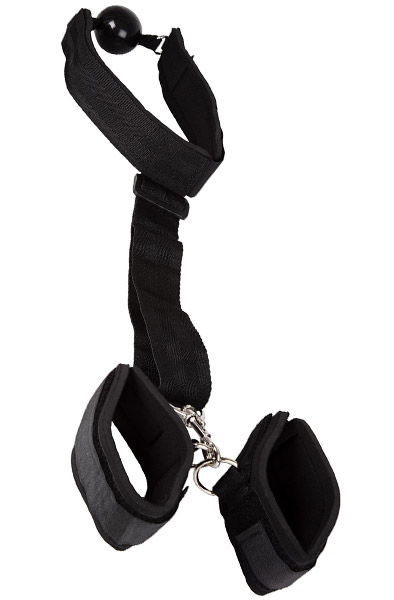 Ball Gag With Wrist Restraints Black Gagball