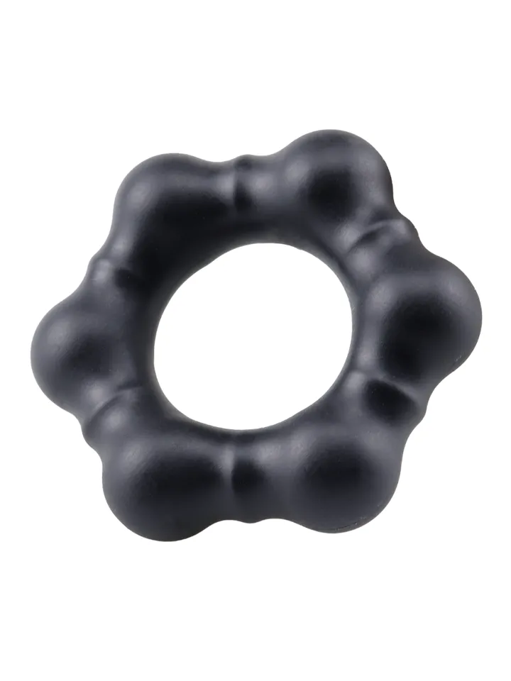 Beaded Silicone Cock Ring Black Penisring