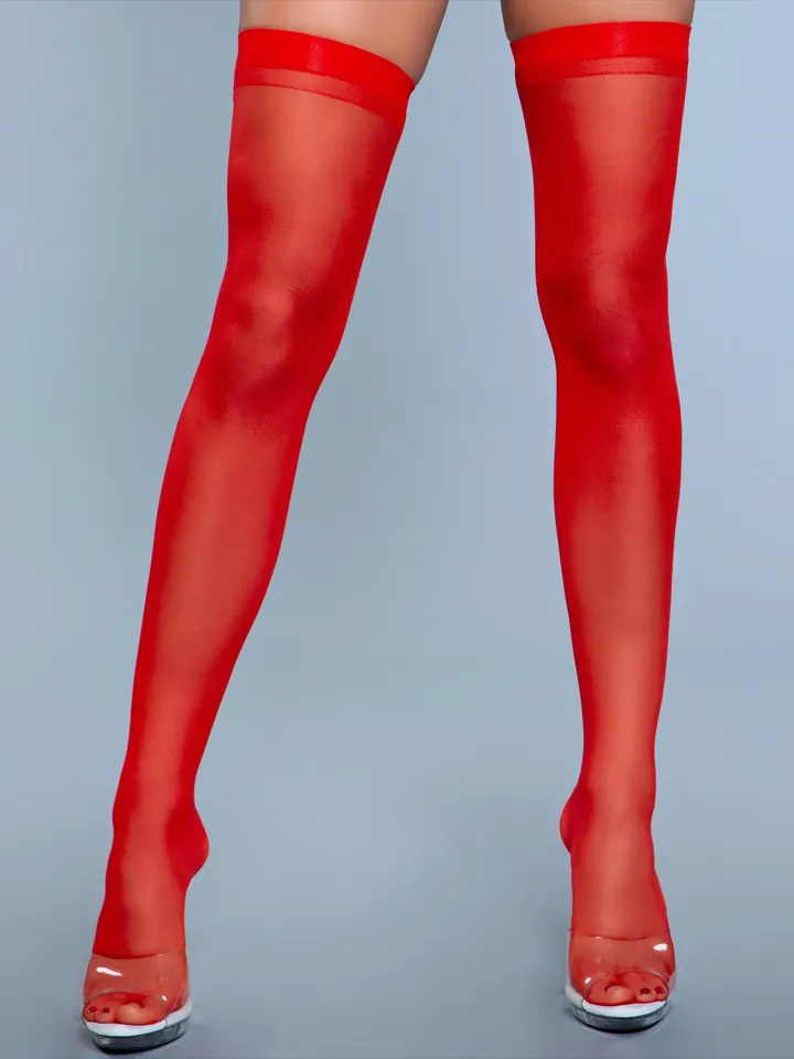 Best Behavior Thigh Highs Red S-L Röda Stay ups