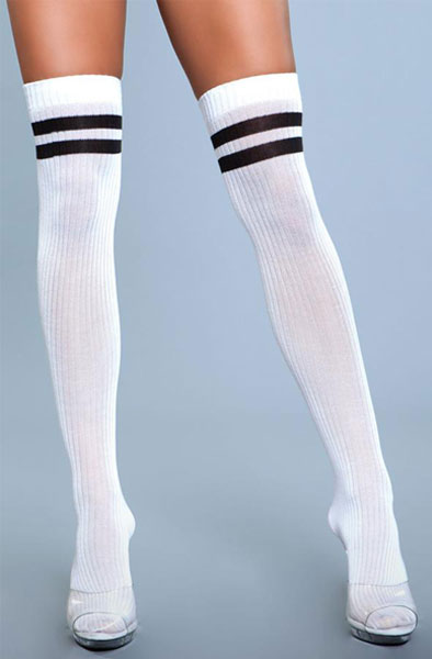 BeWicked Going Pro Thigh High Stockings White One Size Stay-ups