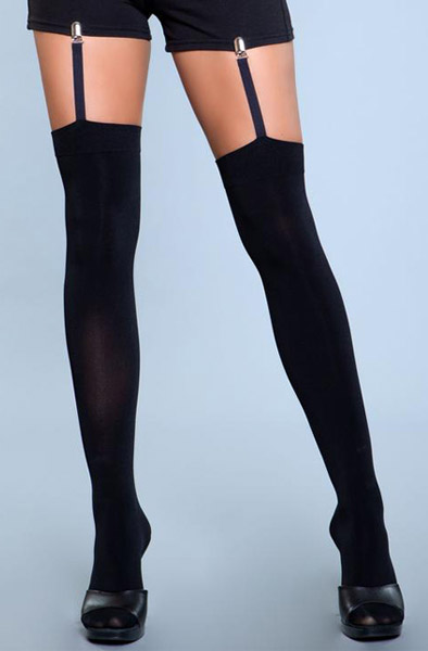 BeWicked Hanging On Garter Stockings S/M/L Mustat stay up-sukat