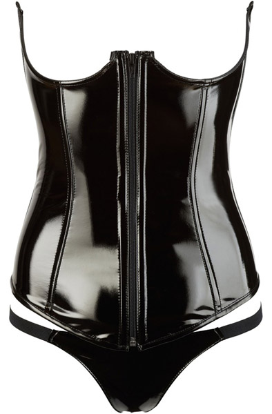 Black Level Vinyl Corset With Thong Korsett