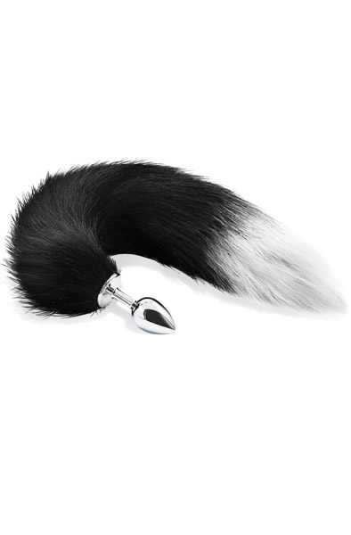 Black & White Faux Tail With Stainless Plug M Analplugg med svans