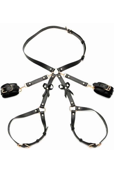 Bondage Thigh Harness With Bows XL/XXL käsi&reisirauta setti