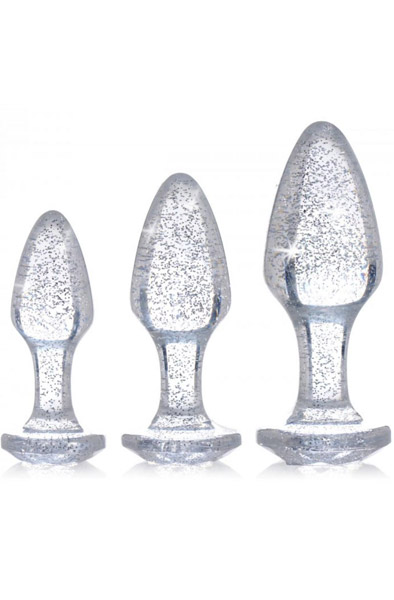 Booty Sparks Shimmering Gem Anal Plug Set Silver Analpluggar paket