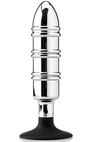 Butt Plug With Removable Black Silicone Base 16cm Analplugg metall