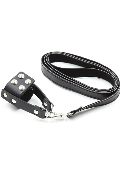 Cock Ring With Leather Leash Peniskoppel