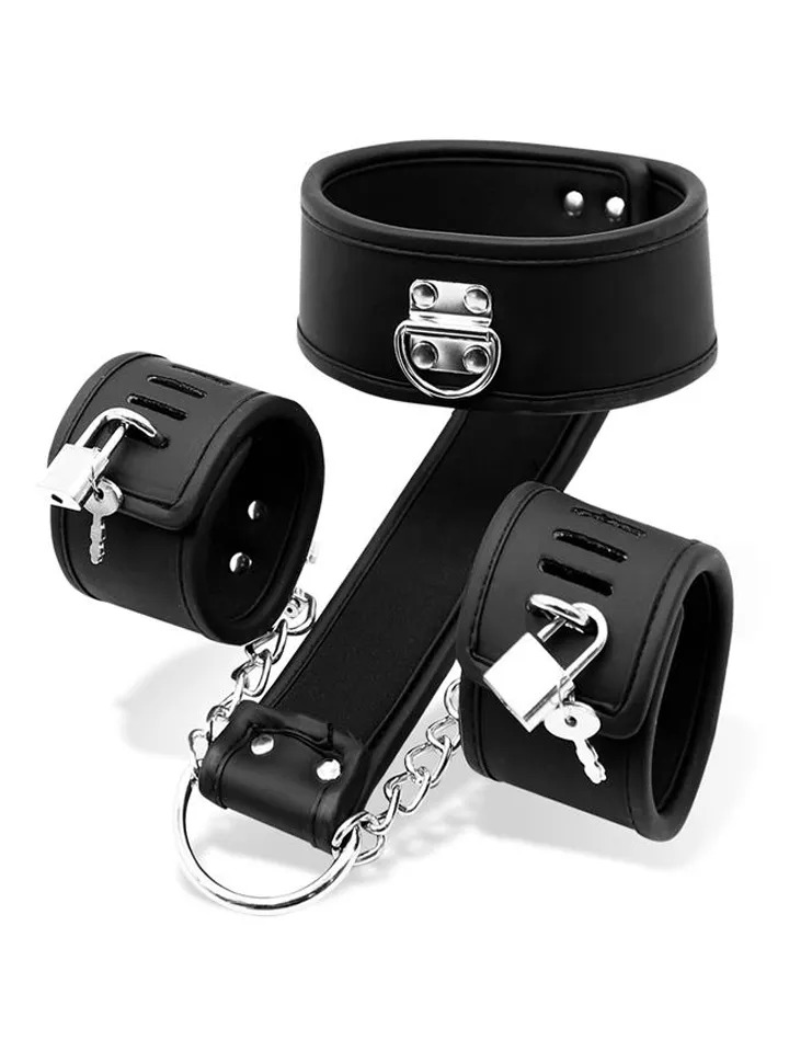 Collar With Handcuffs Set Vegan Leather Käsiraudat