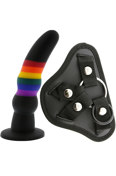 Colourful Love Strap On Solid Dildo 17 cm Strap-on valjailla