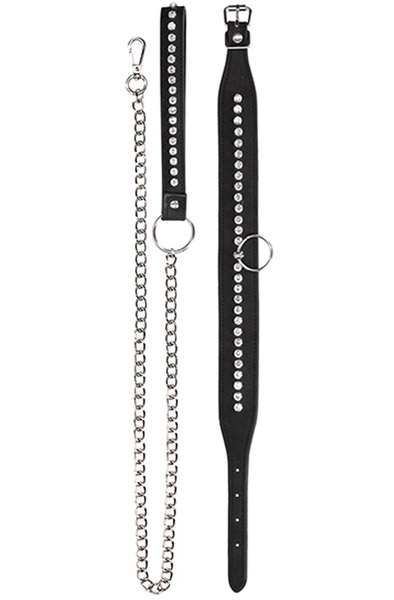 Diamond Studded Collar With Leash Halsband & koppel