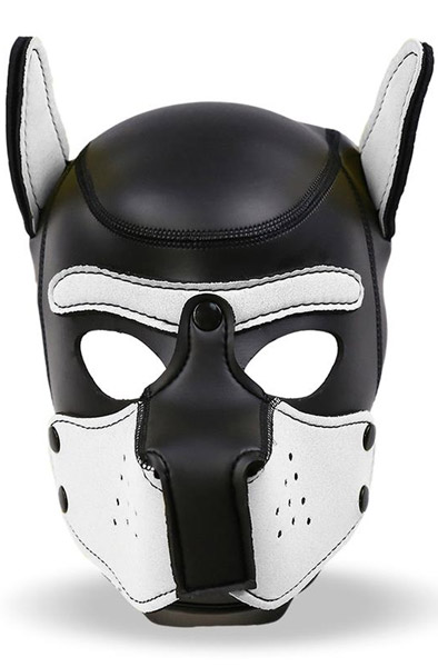 Dog Hood Removable Muzzle White/Black BDSM-maski