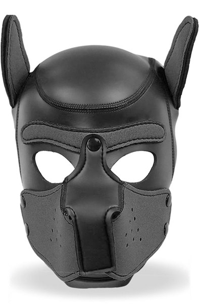 Dog Hood With Removable Muzzle Black L BDSM mask