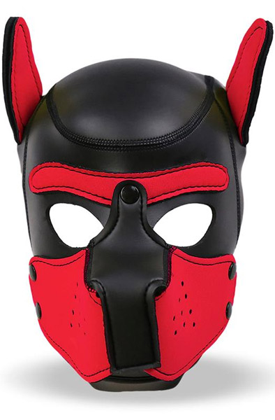 Dog Hood With Removable Muzzle Red/Black BDSM-maski