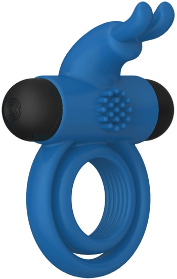 Double Rings Rabbit Clit Rechargeable Cock Ring Penisring med vibrator