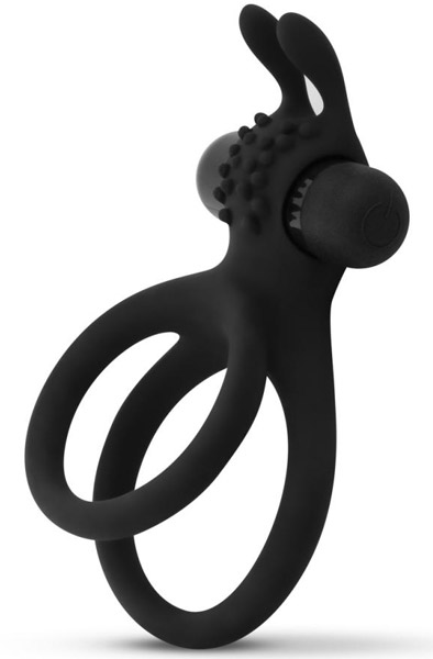 Double Vibrating Cock Ring With Rabbit Ears Penisrengas vibraattorilla