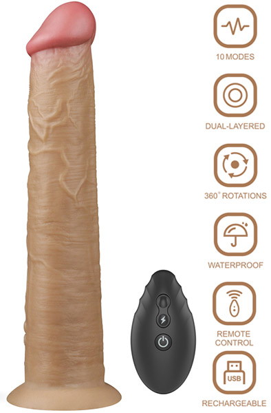 Dual-Layered Silicone Vibe With Rotation 25cm Värisevä dildo