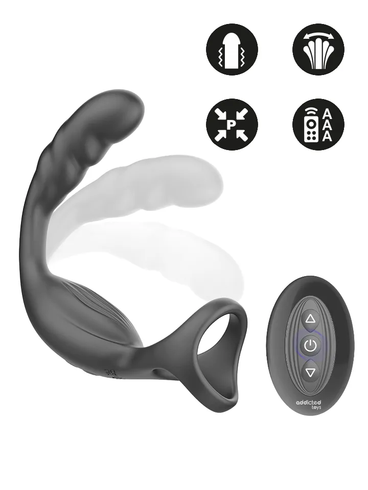 Dual Prostatic Cock Ring Remote Control Eturauhasvibraattori penisrenkaalla