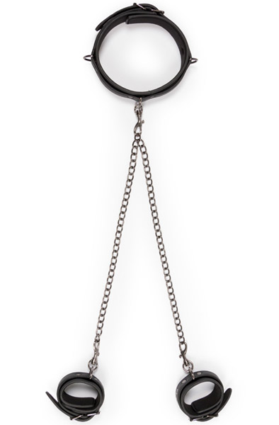 Easytoys Leather Collar With Anklecuff BDSM-kaulapannat & nilkkaraudat