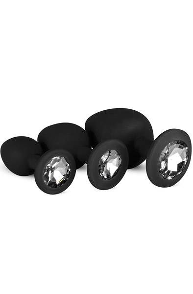 Easytoys Silicone Buttplug Set With Diamond Black Anaalitappi setti
