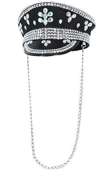 Fever Deluxe Sequin Studded Captains Hat Black Rollspel & Maskerad