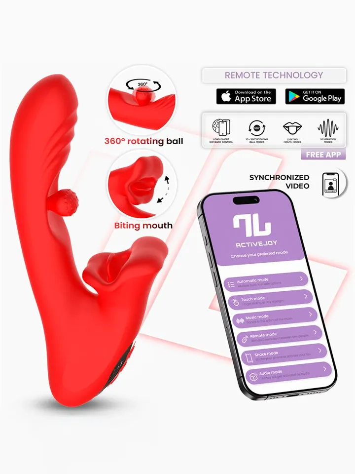 Franky Biting & Rotating Ball Vibrator With App Sovelluksella ohjattava rabbit-vibraattori