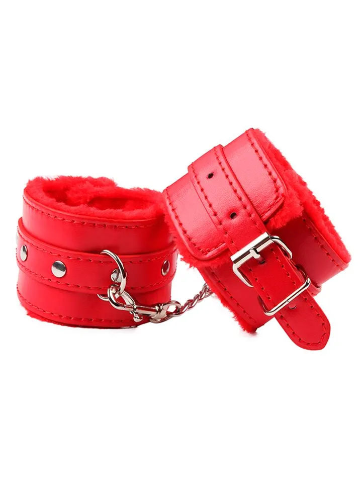 Furry Wrist Cuff Red Handbojor