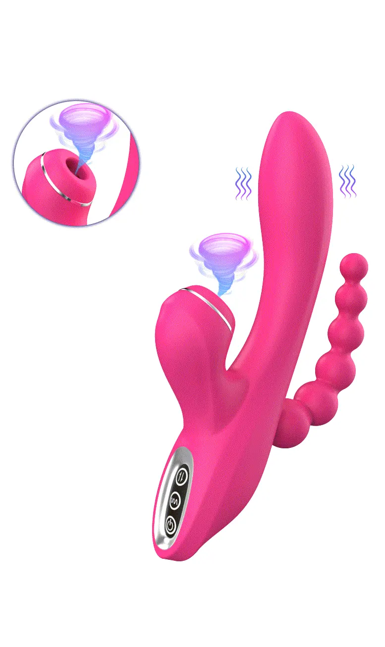 G-spot Vibrator With Sucking & Anal Beads Jänisvibraattori
