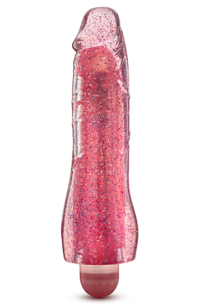 Glow Dicks Molly Glitter Vibrator Pink 20cm Dildo med vibrator