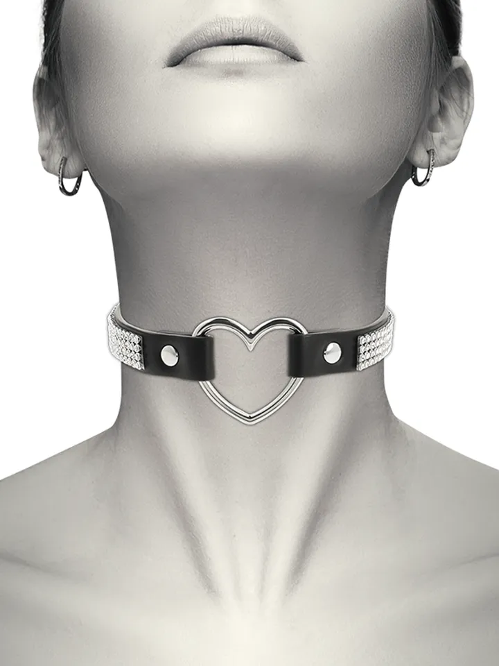 Hand Crafted Choker Vegan Leather Heart BDSM-kaulapanta