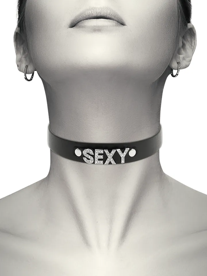 Hand Crafted Choker Vegan Leather Sexy BDSM-kaulapanta