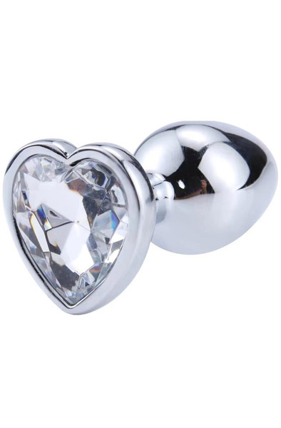 Heart White Anal Plug With Heart Jewel M Anaalitappi metallia