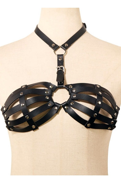 KinkHarness Simili Lanya Bra Black Bondage-valjaat