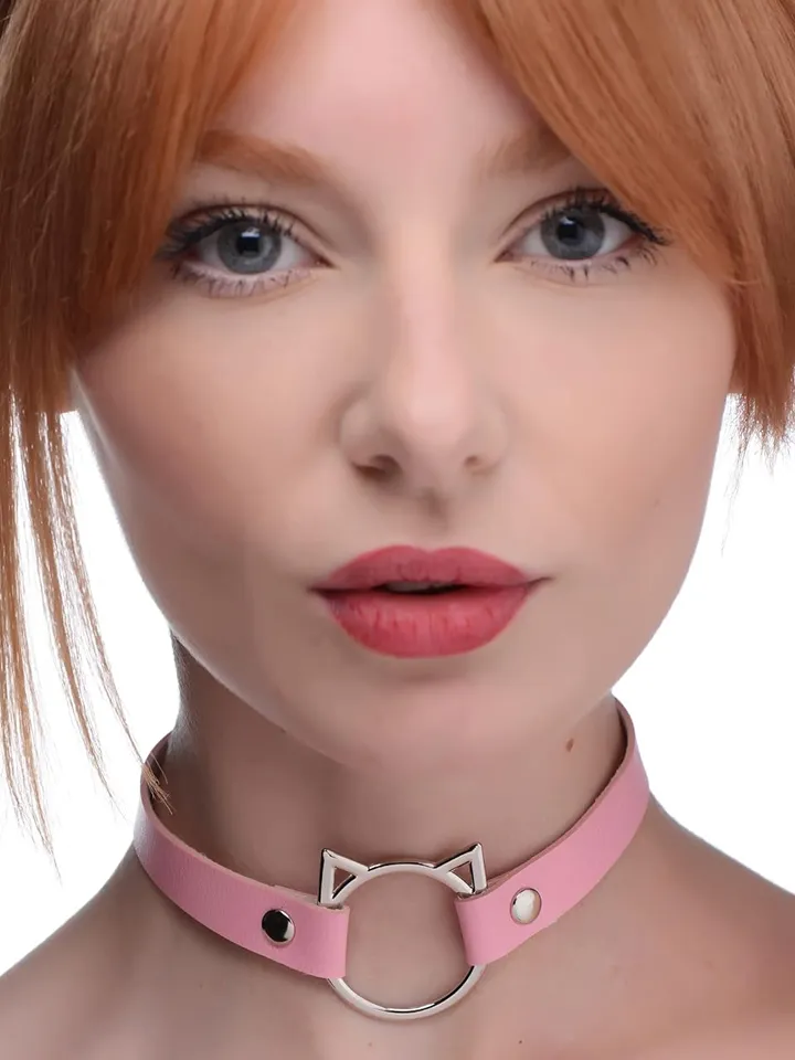 Kinky Kitty Ring Slim Choker Pink Choker