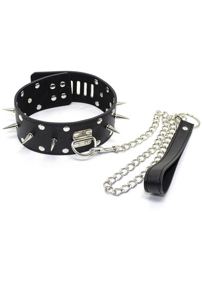 Kiotos Leather Collar Spiked Halsband & koppel