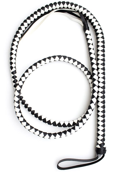 Kiotos Whip Black & White 190cm Ruoska BDSM leikkeihin