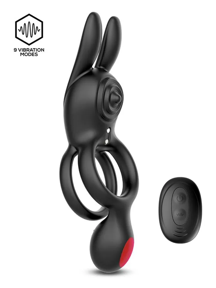 Konny Vibrating Rabbit Double Cockring Penisrengas jäniksenkorvilla