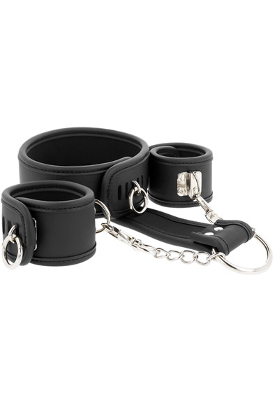 Leather & Handcuffs Vegan Leather Handbojor & halsband
