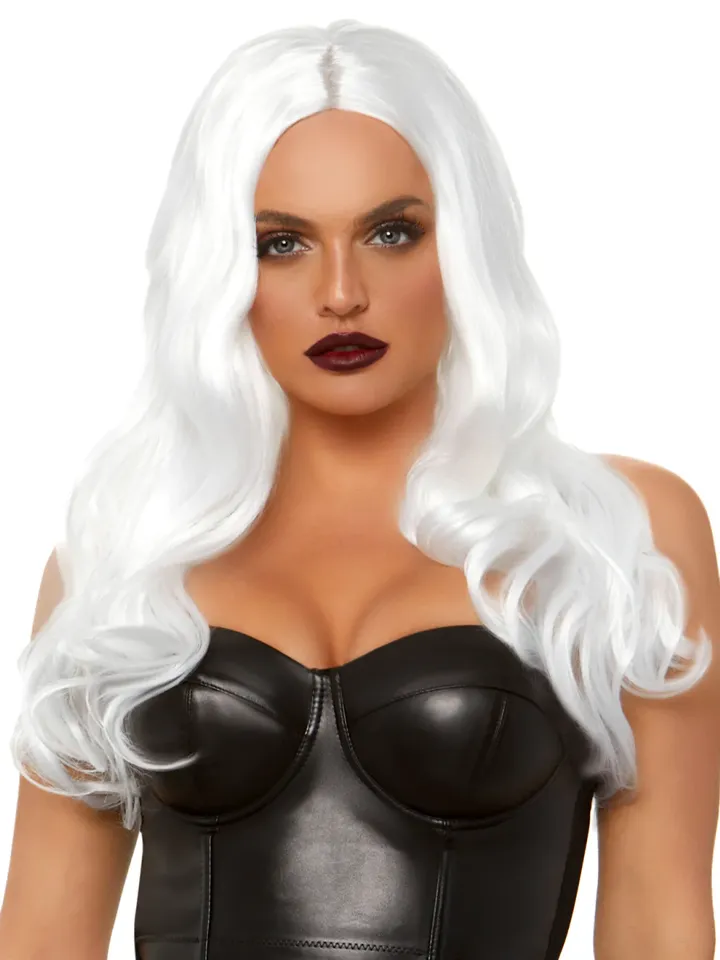 Leg Avenue Long Wavy Wig White Peruk