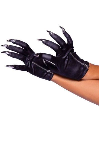 Leg Avenue Zip-Up Claw Gloves Black O/S Handskar