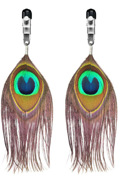 Lovetoy Nipple Clamp With Peacock Feather Trim Bröstvårtsklämmor
