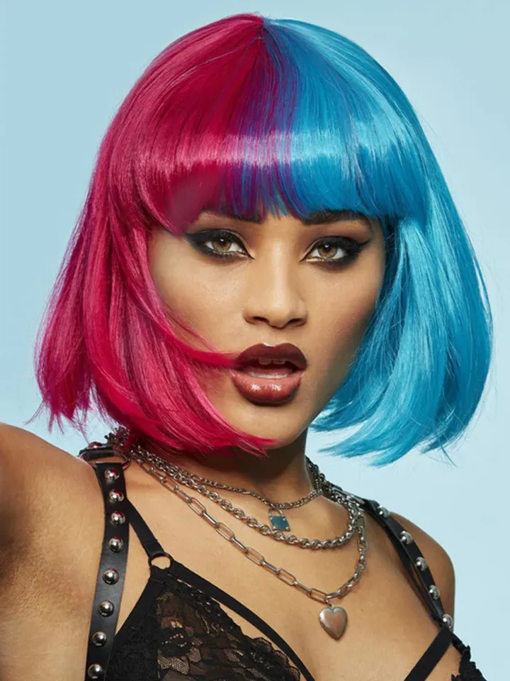Manic Panic Red & Blue Bob Wig Peruk