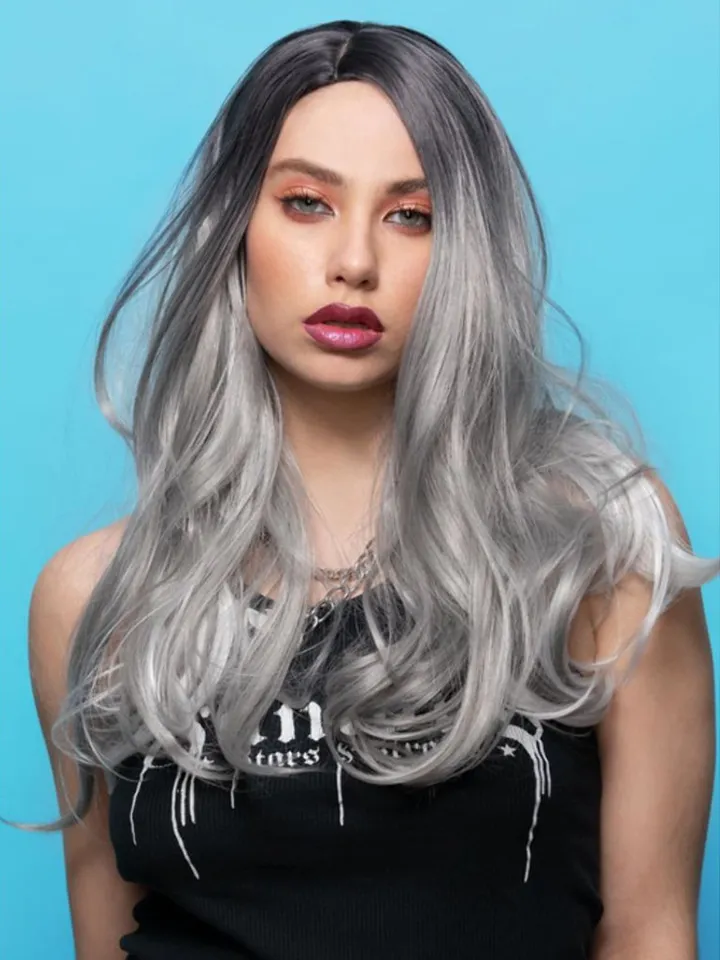 Manic Panic She Wolf Long Ombre Grey Wig Peruk
