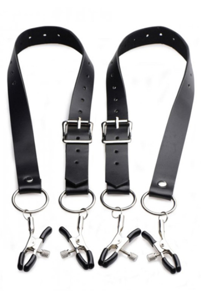 Master Series Spread Labia Spreader Straps with Clamps Blygdläppsklämmor
