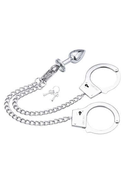 Metal Hand Cuffs With Anal Plug Analplugg metall