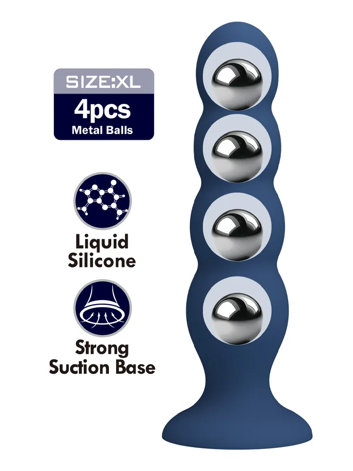Metal & Silicone Anal Plug With 4 Metal Balls Anaali helmet