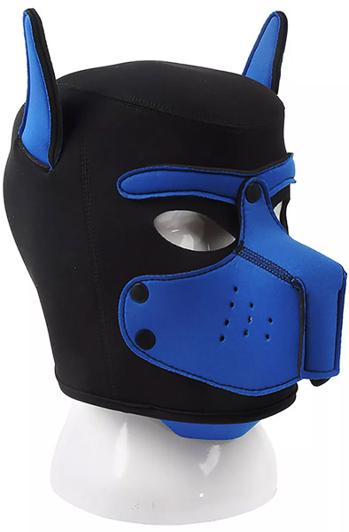 Neoprene Dog On Mask Black-Blue BDSM-maski