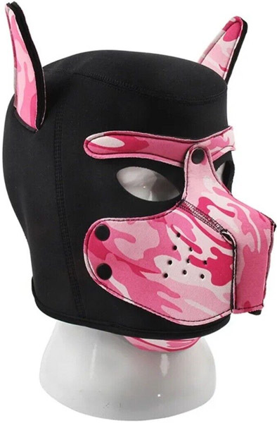 Neoprene Dog On Mask Black-Camouflage Pink BDSM-maski