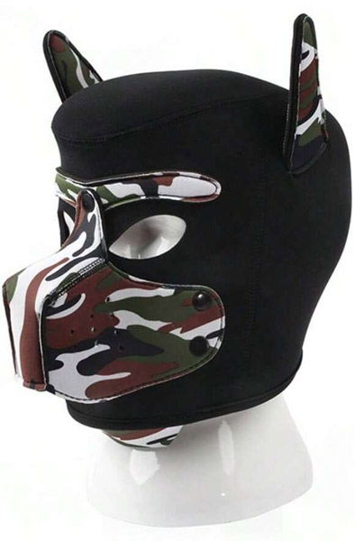 Neoprene Dog On Mask Black-Camouflage BDSM-maski